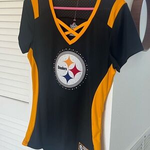 NFL Women's Black and Gold Steelers Top